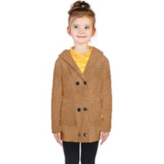 Leather Brown  Kids  Double Breasted Button Coat by artworkshop