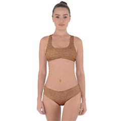 Leather Brown  Criss Cross Bikini Set by artworkshop