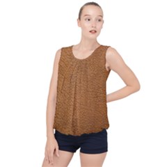 Leather Brown  Bubble Hem Chiffon Tank Top by artworkshop