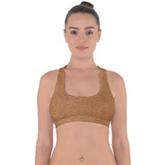 Leather Brown  Cross Back Hipster Bikini Top  by artworkshop