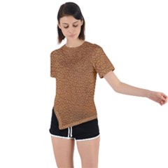 Leather Brown  Asymmetrical Short Sleeve Sports Tee by artworkshop