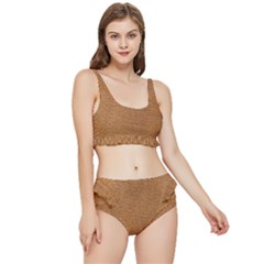 Leather Brown  Frilly Bikini Set by artworkshop