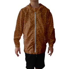 Leather Brown  Kids  Hooded Windbreaker by artworkshop