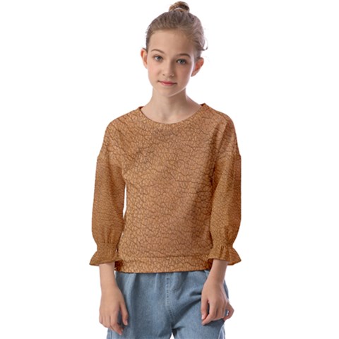 Leather Brown  Kids  Cuff Sleeve Top by artworkshop