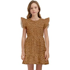 Leather Brown  Kids  Winged Sleeve Dress