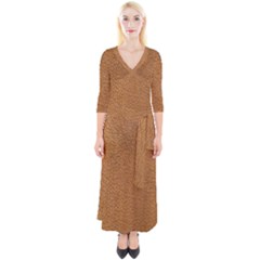 Leather Brown  Quarter Sleeve Wrap Maxi Dress by artworkshop