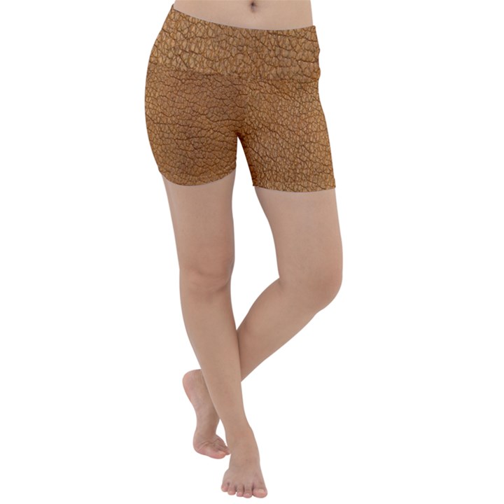 Leather Brown  Lightweight Velour Yoga Shorts