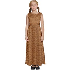 Leather Brown  Kids  Satin Sleeveless Maxi Dress by artworkshop