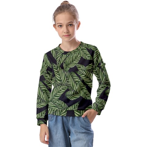  Leaves  Kids  Long Sleeve Tee With Frill  by artworkshop