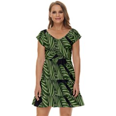  Leaves  Short Sleeve Tiered Mini Dress by artworkshop