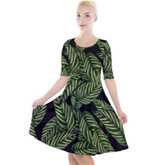  Leaves  Quarter Sleeve A-line Dress by artworkshop