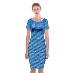 Jeans Blue  Classic Short Sleeve Midi Dress by artworkshop