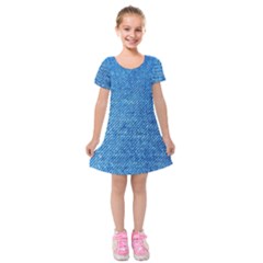 Jeans Blue  Kids  Short Sleeve Velvet Dress by artworkshop