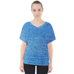 Jeans Blue  V-neck Dolman Drape Top by artworkshop