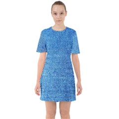 Jeans Blue  Sixties Short Sleeve Mini Dress by artworkshop