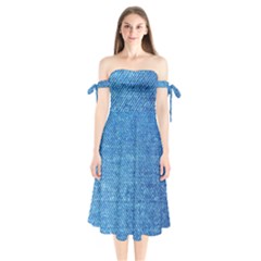 Jeans Blue  Shoulder Tie Bardot Midi Dress by artworkshop