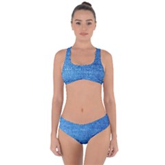 Jeans Blue  Criss Cross Bikini Set by artworkshop