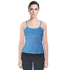 Jeans Blue  Velvet Spaghetti Strap Top by artworkshop