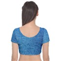 Jeans Blue  Velvet Short Sleeve Crop Top  View2