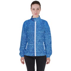 Jeans Blue  Women s High Neck Windbreaker by artworkshop