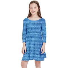 Jeans Blue  Kids  Quarter Sleeve Skater Dress by artworkshop