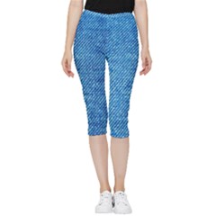 Jeans Blue  Inside Out Lightweight Velour Capri Leggings  by artworkshop