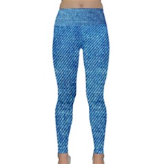 Jeans Blue  Lightweight Velour Classic Yoga Leggings by artworkshop