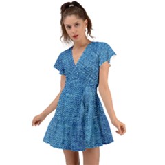 Jeans Blue  Flutter Sleeve Wrap Dress by artworkshop