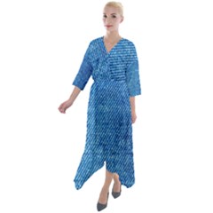 Jeans Blue  Quarter Sleeve Wrap Front Maxi Dress by artworkshop