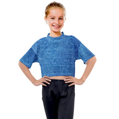 Jeans Blue  Kids Mock Neck Tee by artworkshop