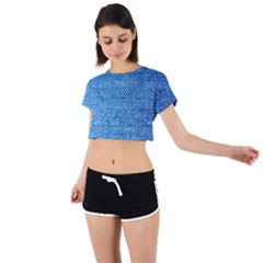 Jeans Blue  Tie Back Short Sleeve Crop Tee by artworkshop