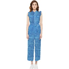 Jeans Blue  Women s Frill Top Chiffon Jumpsuit by artworkshop