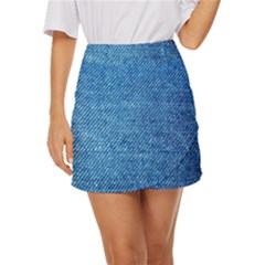 Jeans Blue  Mini Front Wrap Skirt by artworkshop