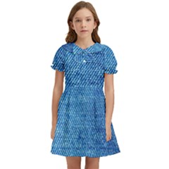 Jeans Blue  Kids  Bow Tie Puff Sleeve Dress by artworkshop