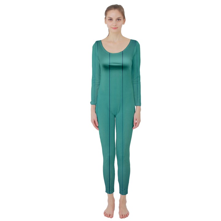 Green Surface  Long Sleeve Catsuit