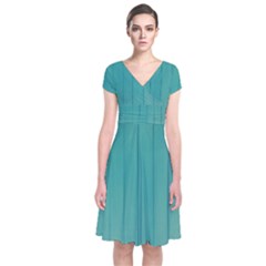 Green Surface  Short Sleeve Front Wrap Dress by artworkshop