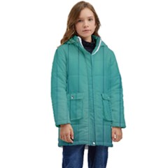 Green Surface  Kid s Hooded Longline Puffer Jacket by artworkshop