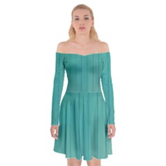 Green Surface  Off Shoulder Skater Dress by artworkshop