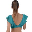 Green Surface  Plunge Frill Sleeve Bikini Top View2