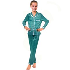 Green Surface  Kid s Satin Long Sleeve Pajamas Set by artworkshop