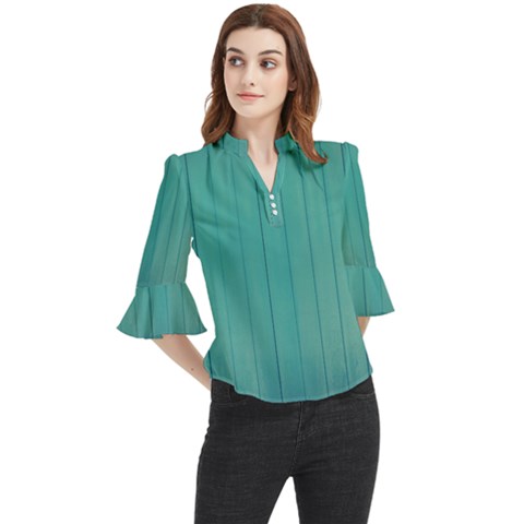 Green Surface  Loose Horn Sleeve Chiffon Blouse by artworkshop