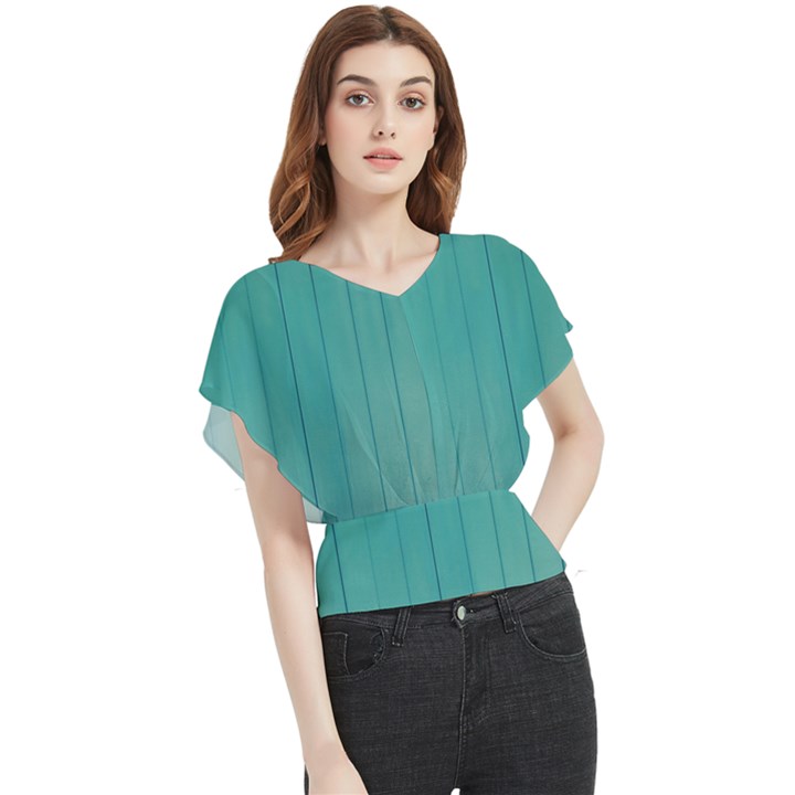 Green Surface  Butterfly Chiffon Blouse