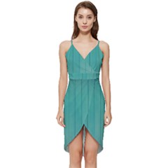 Green Surface  Wrap Frill Dress