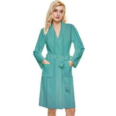 Green Surface  Long Sleeve Velour Robe by artworkshop