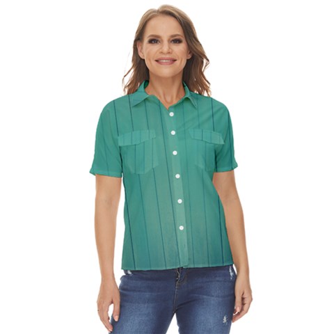 Green Surface  Women s Short Sleeve Double Pocket Shirt by artworkshop