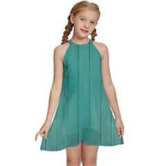 Green Surface  Kids  Halter Collar Waist Tie Chiffon Dress