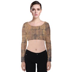  Wallpaper Architecture Velvet Long Sleeve Crop Top by artworkshop