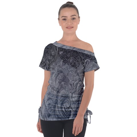 Ice Frost Crystals Off Shoulder Tie-up Tee by artworkshop