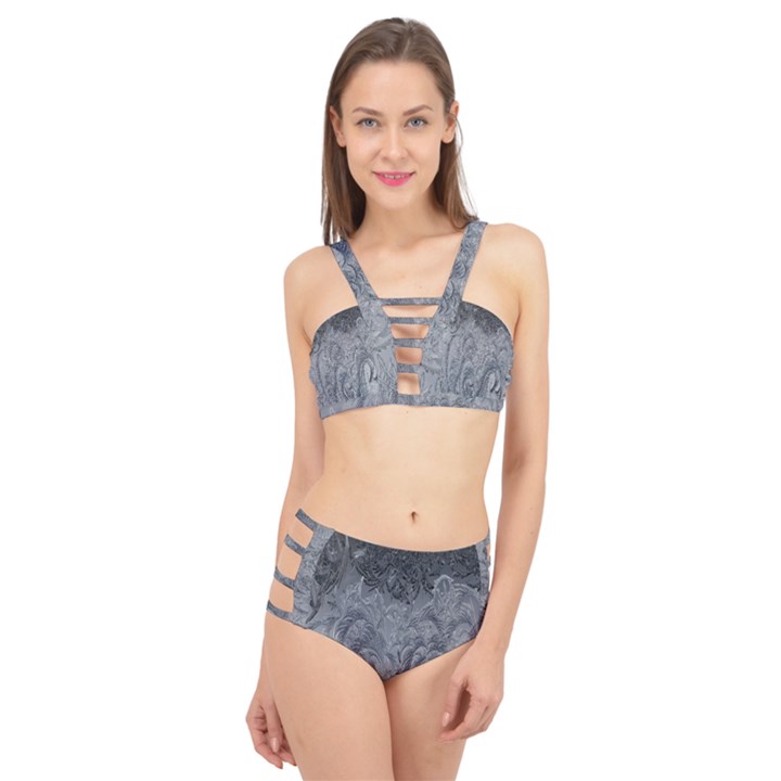 Ice Frost Crystals Cage Up Bikini Set