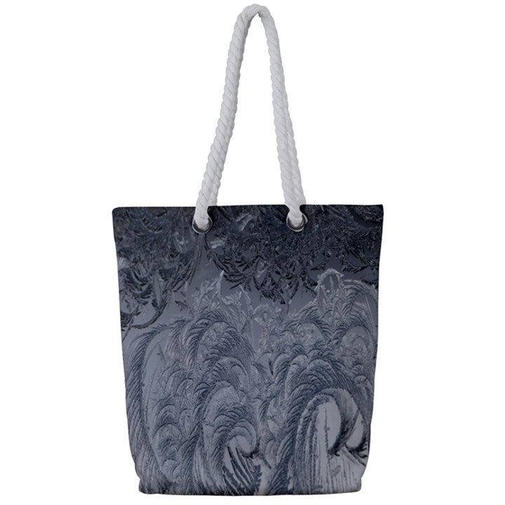 Ice Frost Crystals Full Print Rope Handle Tote (Small)